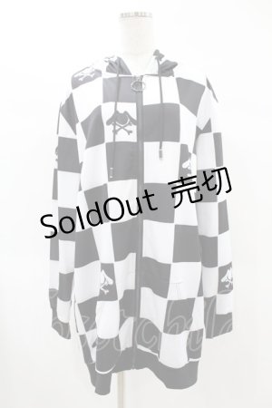 画像: NieR Clothing / 総柄ZIPパーカー  白×黒 H-25-02-17-071-PU-TO-KB-ZH