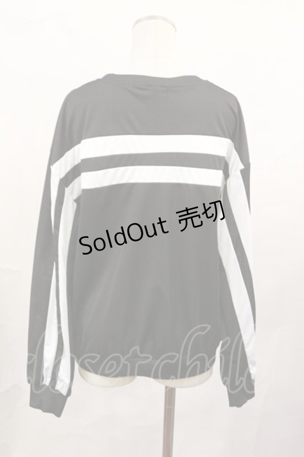 画像2: HELL CAT PUNKS / ローズプリントライントップス  黒×白 H-25-02-17-1022-PU-TO-KB-ZH (2)