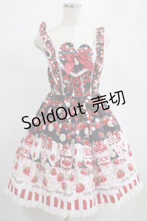 画像: BABY,THE STARS SHINE BRIGHT / Berry Berry Strawberry Parfait〜くみゃちゃんアイスを添えて〜ジャンパースカートII F Black H-25-02-18-003-BA-OP-NS-ZH