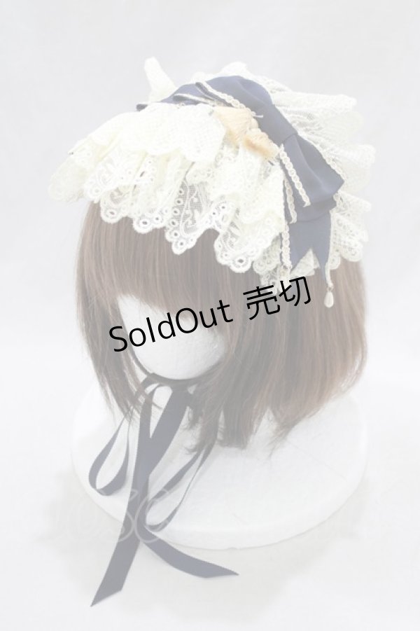 画像1: BABY,THE STARS SHINE BRIGHT / Julietのためのソネットリボンプリーツヘッドドレス  ネイビー H-25-02-18-049-BA-AC-NS-ZH (1)