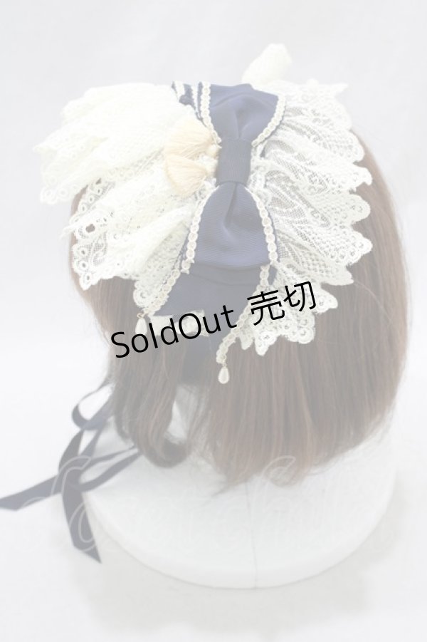 画像2: BABY,THE STARS SHINE BRIGHT / Julietのためのソネットリボンプリーツヘッドドレス  ネイビー H-25-02-18-049-BA-AC-NS-ZH (2)