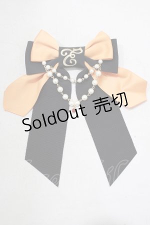 画像: Enchantlic Enchantilly / ロゴ刺繍パールリボンブローチ  ブラック/オレンジ H-25-02-18-073-LO-ZA-NS-ZH