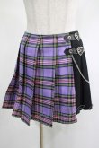 画像1: DARK IN LOVE / Punk purple checked splicing black pleated skirt XL パープル×ブラック H-25-02-19-2025-PU-SK-KB-ZI (1)