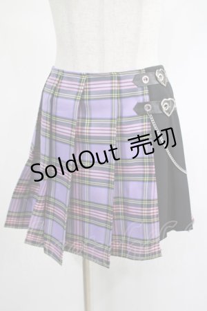 画像: DARK IN LOVE / Punk purple checked splicing black pleated skirt XL パープル×ブラック H-25-02-19-2025-PU-SK-KB-ZI