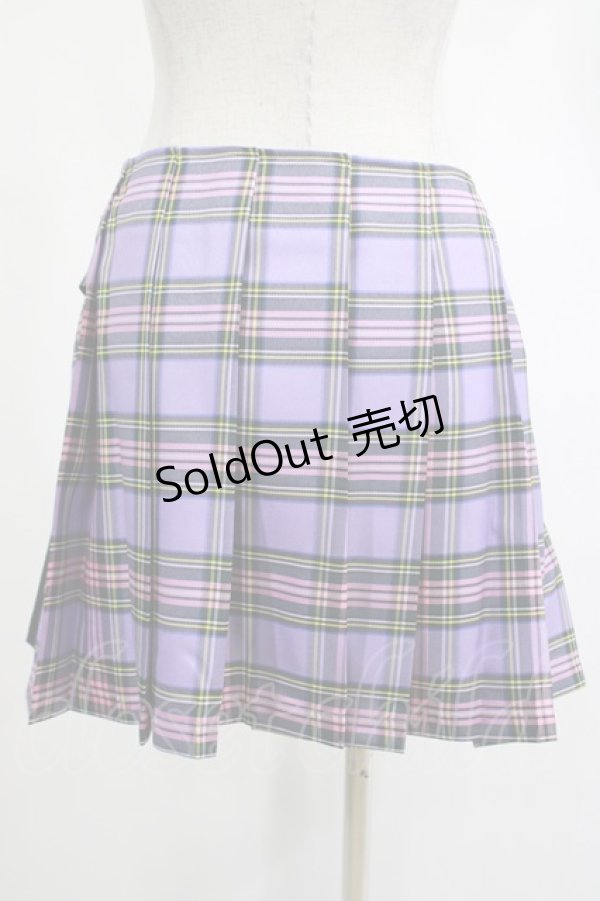 画像2: DARK IN LOVE / Punk purple checked splicing black pleated skirt XL パープル×ブラック H-25-02-19-2025-PU-SK-KB-ZI (2)