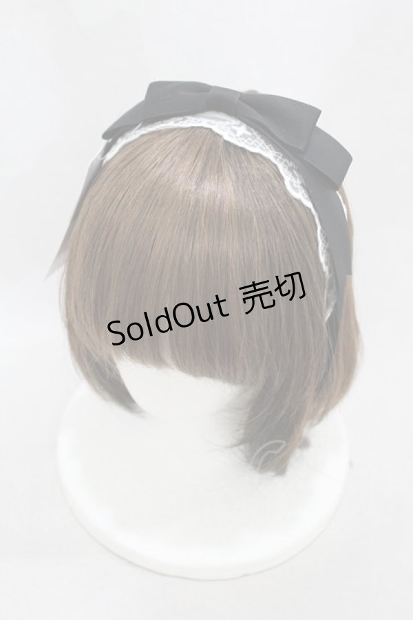 画像1: axes femme kawaii / レースリボンカチューシャ  オフ/ブラック H-25-02-20-1006-AX-AC-NS-ZH (1)