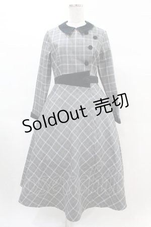 画像: an another angelus / 別珍使いサイド釦チェックワンピース Free GRAY×WH H-25-02-20-1036-CA-OP-NS-ZH
