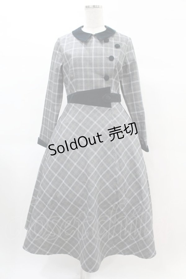画像1: an another angelus / 別珍使いサイド釦チェックワンピース Free GRAY×WH H-25-02-20-1036-CA-OP-NS-ZH (1)