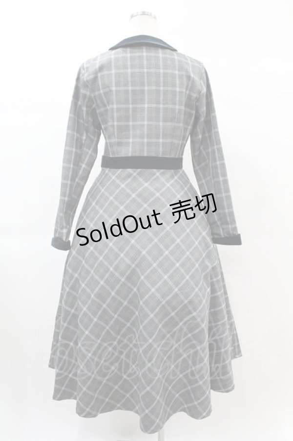 画像2: an another angelus / 別珍使いサイド釦チェックワンピース Free GRAY×WH H-25-02-20-1036-CA-OP-NS-ZH (2)