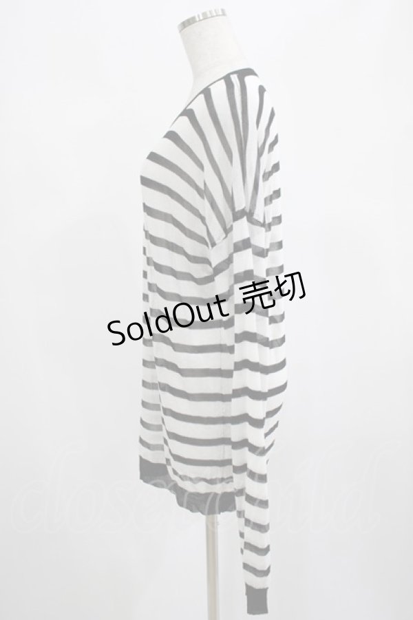 画像2: NieR Clothing / ロゴ刺繍ボーダーカットソー F 白×黒 H-25-02-21-037-PU-TO-KB-ZH (2)