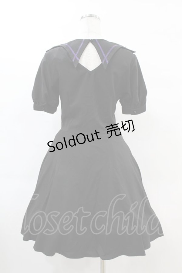 画像2: DARK IN LOVE / Magic girl purple line trims mini dress M ブラック H-25-02-21-1016-PU-OP-KB-OS (2)