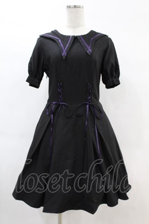 画像: DARK IN LOVE / Magic girl purple line trims mini dress M ブラック H-25-02-21-1017-PU-OP-KB-ZH