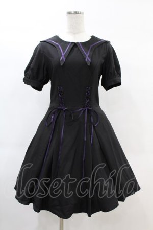 画像: DARK IN LOVE / Magic girl purple line trims mini dress S ブラック H-25-02-21-1018-PU-OP-KB-ZH