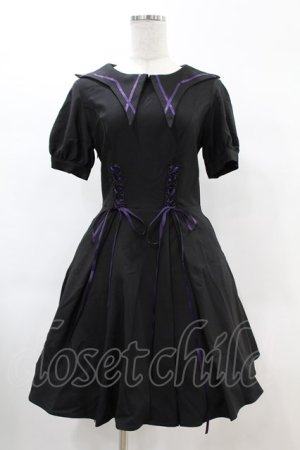 画像: DARK IN LOVE / Magic girl purple line trims mini dress S ブラック H-25-02-21-1019-PU-OP-KB-ZI