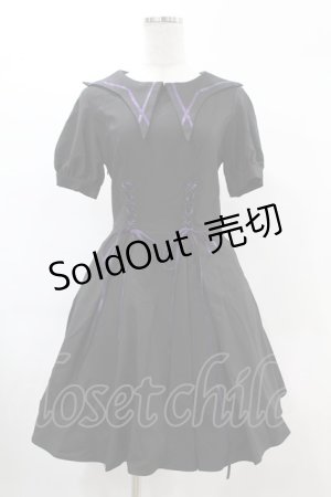 画像: DARK IN LOVE / Magic girl purple line trims mini dress S ブラック H-25-02-21-1019-PU-OP-KB-ZI