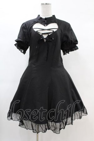画像: DARK IN LOVE / Gothic lolita hearted lace up midi dress L ブラック H-25-02-21-1020-PU-OP-KB-ZH