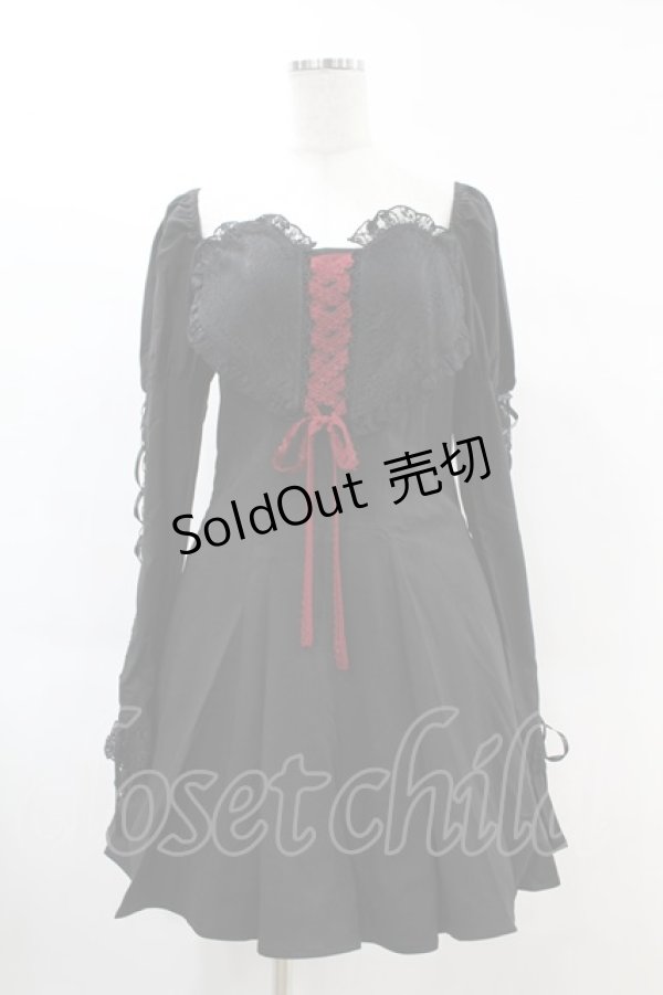 画像1: DARK IN LOVE / Heart to heart valentine date princess dress L ブラック×レッド H-25-02-21-1023-PU-OP-KB-ZH (1)