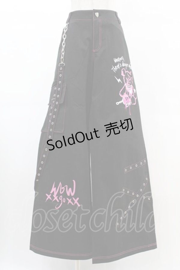 画像1: DARK IN LOVE / Rabel fashion danger bear metal studded baggy trousers L ブラック H-25-02-21-1034-PU-PA-KB-ZH (1)