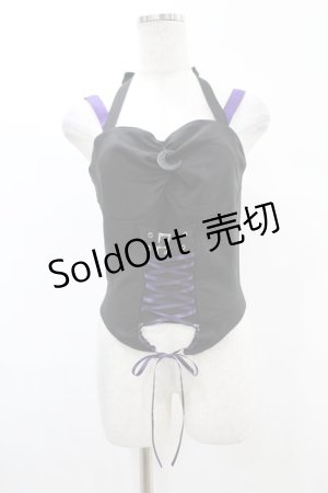 画像: DARK IN LOVE / Punk rock moon violet lace up arrow halter corset S ブラック H-25-02-21-1035-PU-TO-KB-ZH