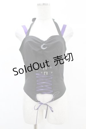 画像: DARK IN LOVE / Punk rock moon violet lace up arrow halter corset M ブラック H-25-02-21-1036-PU-TO-KB-ZH