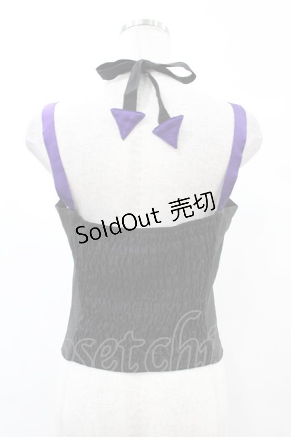画像2: DARK IN LOVE / Punk rock moon violet lace up arrow halter corset M ブラック H-25-02-21-1036-PU-TO-KB-ZH (2)