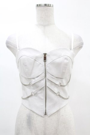 画像: DARK IN LOVE / Punk white rib-chain zipper corset XS ホワイト H-25-02-21-1037-PU-TO-KB-ZH