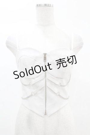 画像: DARK IN LOVE / Punk white rib-chain zipper corset XS ホワイト H-25-02-21-1037-PU-TO-KB-ZH