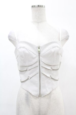 画像: DARK IN LOVE / Punk white rib-chain zipper corset S ホワイト H-25-02-21-1038-PU-TO-KB-ZH