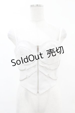 画像: DARK IN LOVE / Punk white rib-chain zipper corset S ホワイト H-25-02-21-1039-PU-TO-KB-ZI