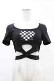 画像1: DARK IN LOVE / Punk locomotive check heart crop top XS ブラック H-25-02-21-1040-PU-TO-KB-ZH (1)