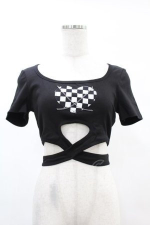 画像: DARK IN LOVE / Punk locomotive check heart crop top XS ブラック H-25-02-21-1040-PU-TO-KB-ZH