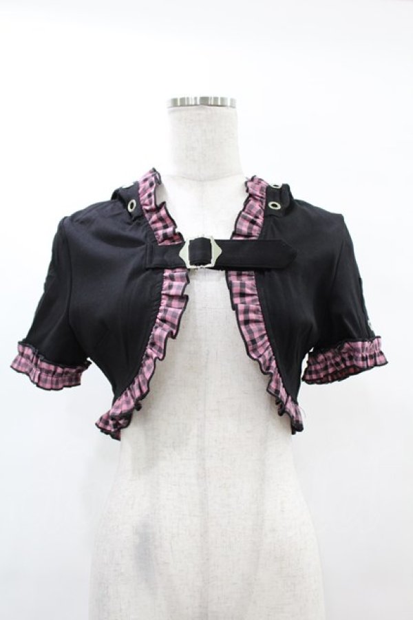 画像1: DARK IN LOVE / Gothic lolita pink plaid cat ear hoody cape S ブラック×ピンク H-25-02-21-1042-PU-TO-KB-ZY (1)