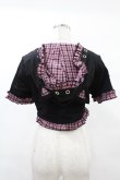 画像2: DARK IN LOVE / Gothic lolita pink plaid cat ear hoody cape S ブラック×ピンク H-25-02-21-1042-PU-TO-KB-ZY (2)