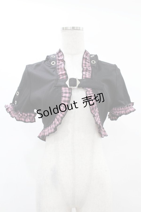 画像1: DARK IN LOVE / Gothic lolita pink plaid cat ear hoody cape S ブラック×ピンク H-25-02-21-1044-PU-TO-KB-ZI (1)