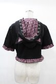 画像2: DARK IN LOVE / Gothic lolita pink plaid cat ear hoody cape XL ブラック×ピンク H-25-02-21-1047-PU-TO-KB-ZS (2)