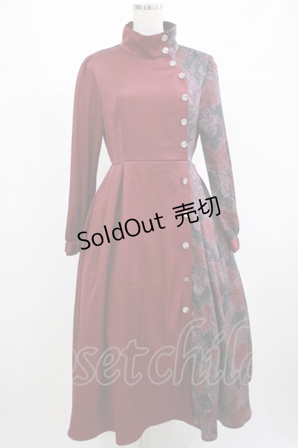 画像1: axes femme POETIQUE / スネークダマスクワンピース M ボルドー H-25-02-22-025-AX-OP-NS-ZH (1)