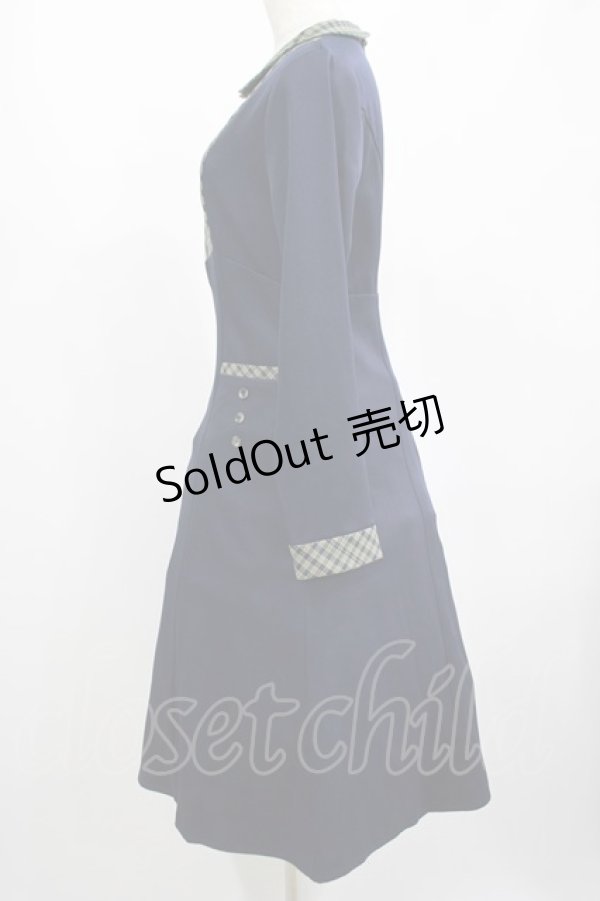画像2: F i.n.t / チェックヨーク切替ワンピース Free NAVY×GR H-25-02-22-026-CA-OP-NS-ZH (2)