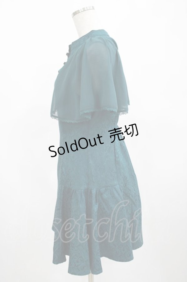 画像2: axes femme POETIQUE / チャイナデザインミニワンピース M ブルーグリーン H-25-02-22-040-AX-OP-NS-ZH (2)