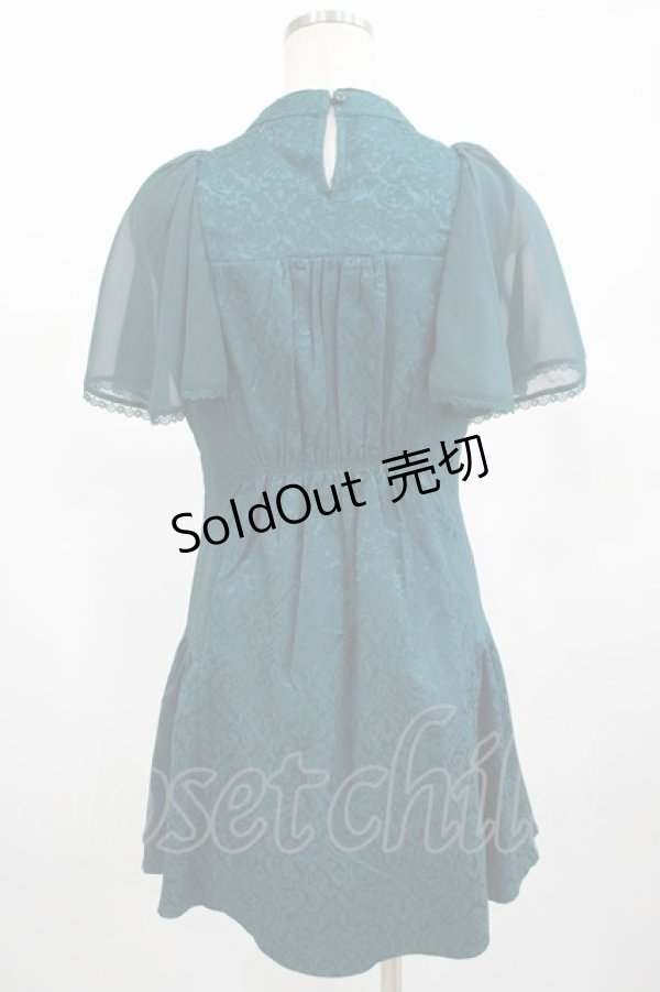 画像3: axes femme POETIQUE / チャイナデザインミニワンピース M ブルーグリーン H-25-02-22-040-AX-OP-NS-ZH (3)
