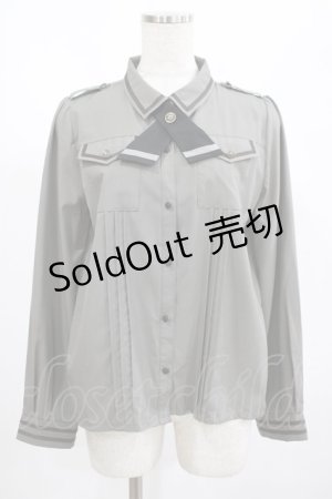 画像: axes femme / タイ付ミリタリー風ブラウス M カーキ H-25-02-22-048-AX-BL-NS-ZH