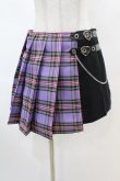 画像1: DARK IN LOVE / Punk purple checked splicing black pleated skirt M パープル×ブラック H-25-02-22-1007-PU-SK-KB-ZI (1)