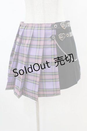 画像: DARK IN LOVE / Punk purple checked splicing black pleated skirt M パープル×ブラック H-25-02-22-1007-PU-SK-KB-ZI