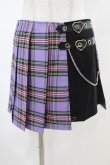 画像1: DARK IN LOVE / Punk purple checked splicing black pleated skirt S パープル×ブラック H-25-02-22-1008-PU-SK-KB-ZY (1)