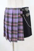 画像1: DARK IN LOVE / Punk purple checked splicing black pleated skirt S パープル×ブラック H-25-02-22-1009-PU-SK-KB-ZS (1)