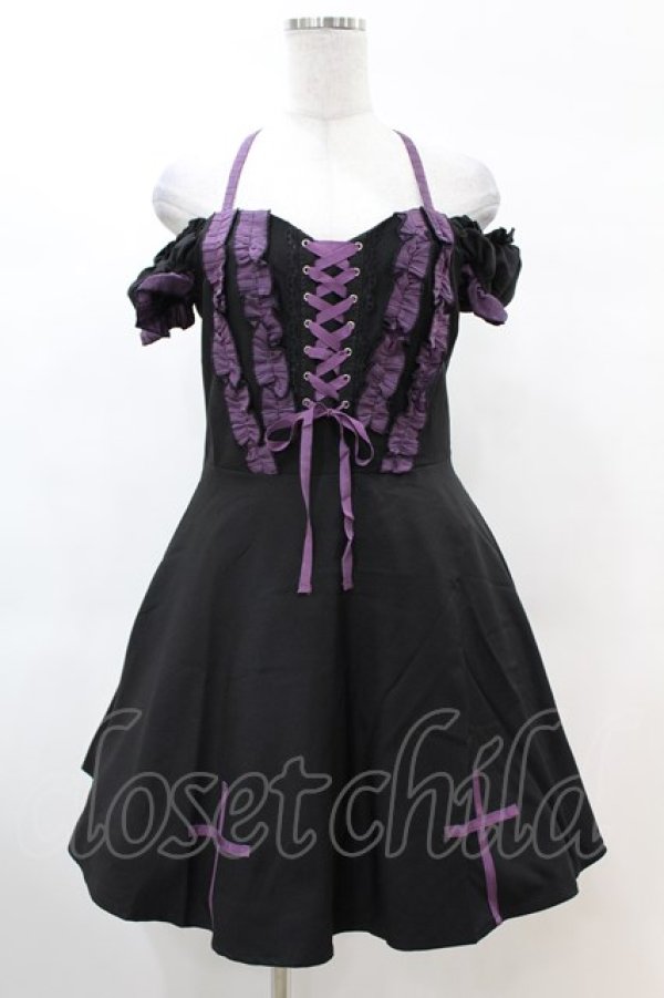 画像1: DARK IN LOVE / Harajuku purple cross sweet cool rebel dress M ブラック H-25-02-22-1024-PU-OP-KB-ZY (1)
