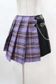 画像1: DARK IN LOVE / Punk purple checked splicing black pleated skirt L パープル×ブラック H-25-02-22-1003-PU-SK-KB-ZY (1)