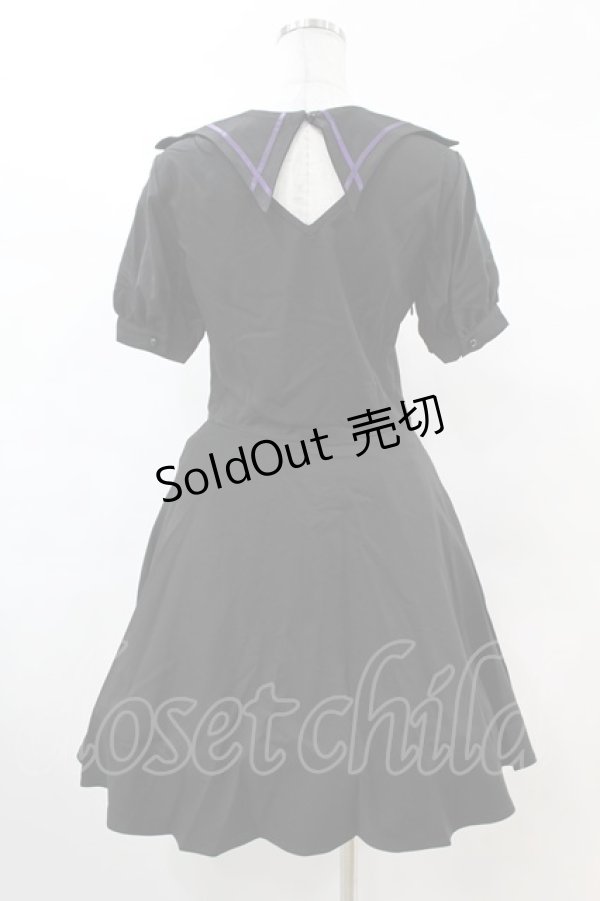 画像2: DARK IN LOVE / Magic girl purple line trims mini dress M ブラック H-25-02-22-1029-PU-OP-KB-ZH (2)
