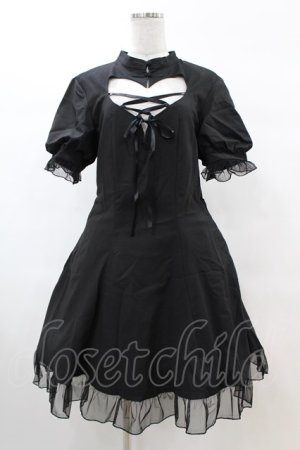 画像: DARK IN LOVE / Gothic lolita hearted lace up midi dress L ブラック H-25-02-22-1033-PU-OP-KB-ZH