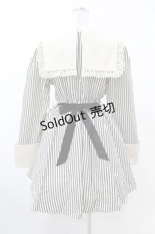 画像2: DARK IN LOVE / Classic Vintage Big Lapels Classy Striped Dress L アイボリー×ブラック H-25-02-22-1034-PU-OP-KB-ZH (2)