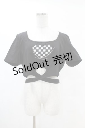画像: DARK IN LOVE / Punk locomotive check heart crop top XXL ブラック H-25-02-22-1038-PU-TO-KB-ZY
